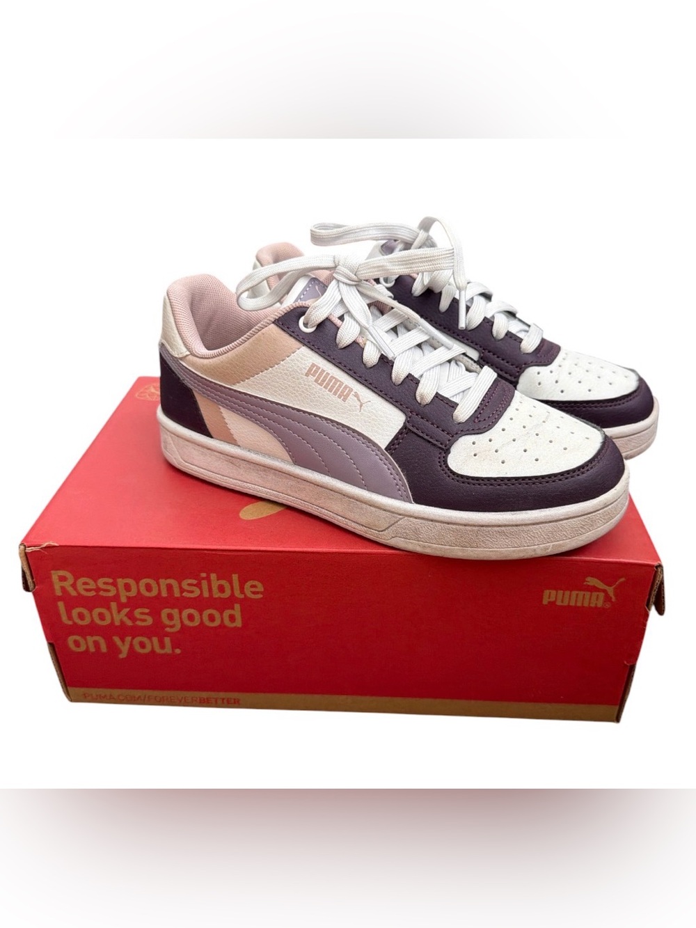 Puma Girl’s Low-Top Sneakers in Lavender, Mauve and Pink Size 5